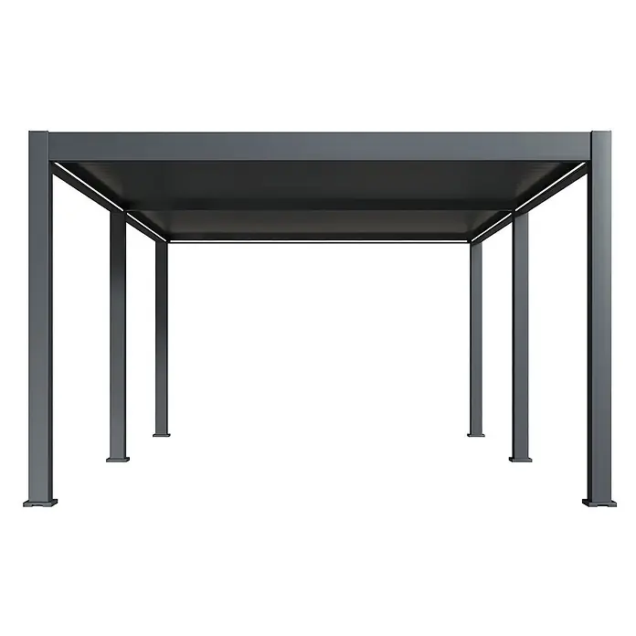 Weide Pergola Deluxe Plus freistehend 4 x 6 m Anthrazit Aluminium - Farbe Gestell: Sandpapier FinishAnthrazit / RAL Farbcode 7024, Aluminium - Anthrazitfarbene Metall-Pergola mit Lamellendach.