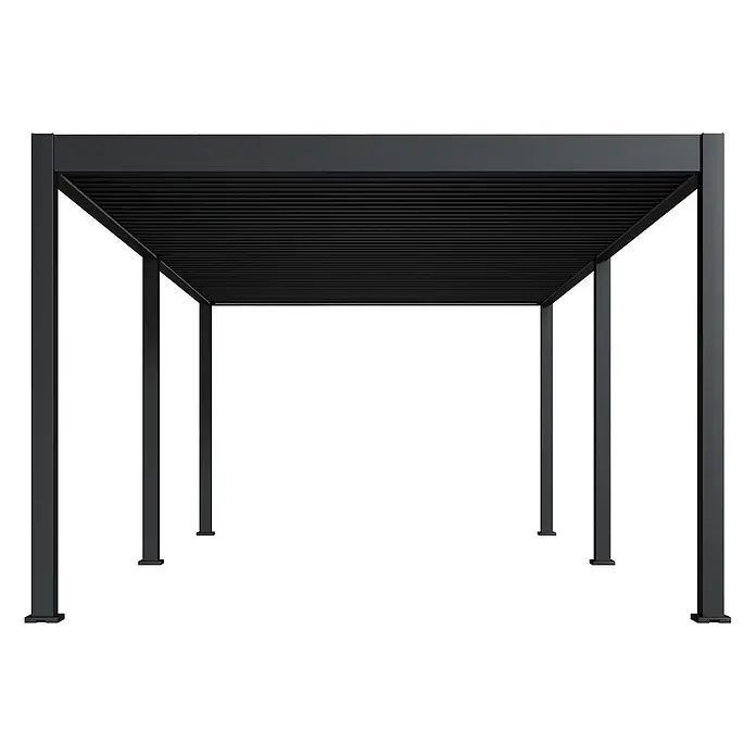 Weide Pergola Deluxe freistehend 3,6 x 7,2 m Anthrazit Aluminium - Farbe Gestell: Sandpapier FinishAnthrazit / RAL Farbcode 7024, Aluminium - Schwarze moderne Pergola mit Lamellendach.