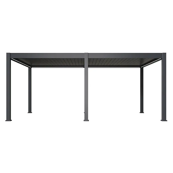 Weide Pergola Deluxe Plus freistehend 4 x 6 m Anthrazit Aluminium - Farbe Gestell: Sandpapier FinishAnthrazit / RAL Farbcode 7024, Aluminium - Dunkelgraue Metall-Pergola mit Lamellendach für verstellbaren Sonnenschutz.