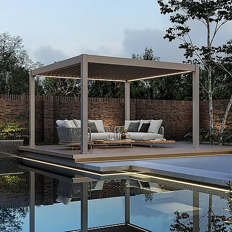Weide  Pergola Deluxe Plus freistehend 4 x 4 m Ivory-Sand Aluminium