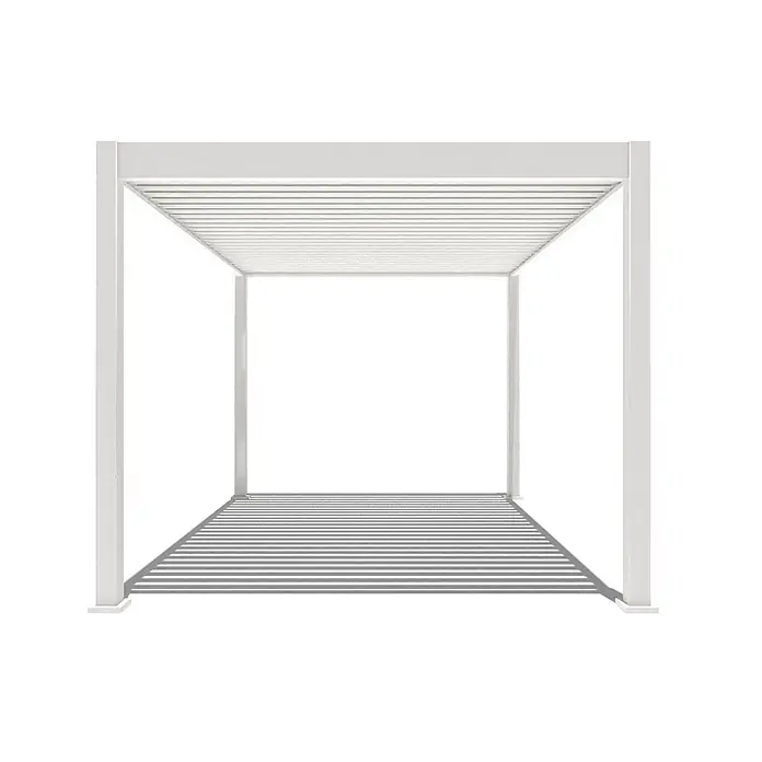 Weide Pergola E-Deluxe Elektrisch freistehend Aluminium 3 x 4 m Weiß - B x T: 400 x 300 cm, Farbe Gestell: Sandpapier FinishWeiss / RAL Farbcode 9016, Aluminium - Weiße Aluminium-Lamellenpergola mit verstellbarem Lamellendach.