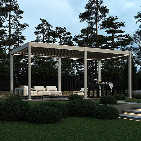 Weide  Pergola Deluxe freistehend 3 x 6 m Ivory-Sand Aluminium