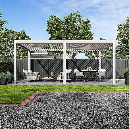 Weide  Pergola Deluxe Plus freistehend 4 x 6 m Ivory-Sand Aluminium