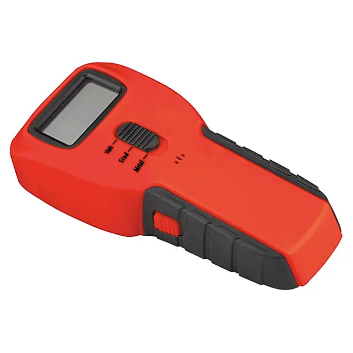 Profi Depot Metall- & Holzsuchgerät - LC-Display - Roter 3-in-1-Detektor für Spannung, Metalle und Ständer mit LCD-Bildschirm zur präzisen Ortung von Objekten in Wänden und Oberflächen.