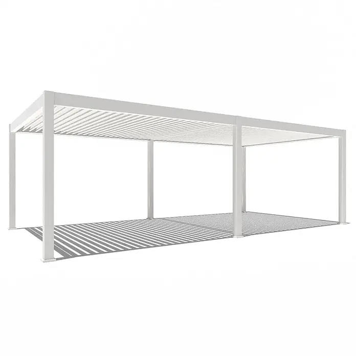 Weide Pergola E-Deluxe Plus Elektrisch freistehend Aluminium 4 x 8 m Weiß - B x T: 800 x 400 cm, Farbe Gestell: Sandpapier FinishWeiss / RAL Farbcode 9016, Aluminium - Weiße moderne Pergola mit Lamellendach zum Schattenspenden.