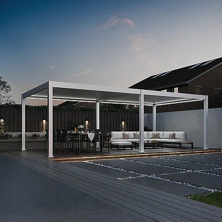 Weide  Pergola Deluxe Plus freistehend 4 x 8 m Weiß Aluminium