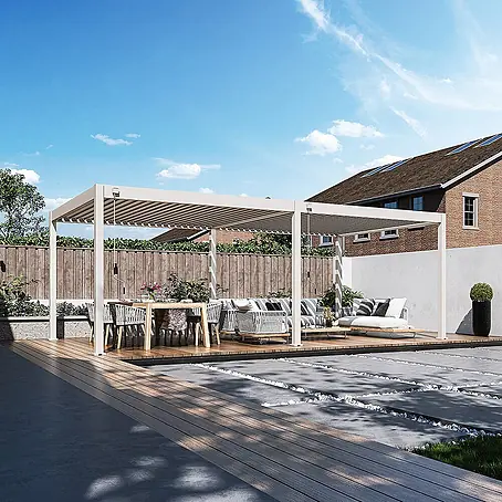 Weide  Pergola Deluxe freistehend 3,6 x 7,2 m Ivory-Sand Aluminium