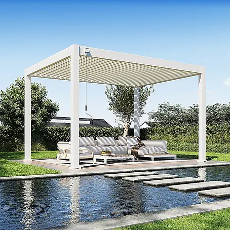 Weide  Pergola Deluxe Plus freistehend 3 x 4 m Weiß Aluminium