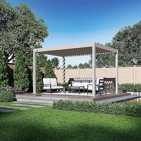 Weide  Pergola Deluxe Plus freistehend 3 x 4 m Ivory-Sand Aluminium