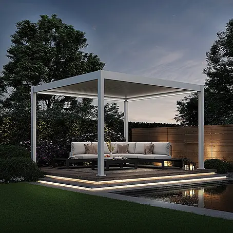 Weide  Pergola Deluxe freistehend 3,6 x 4 m Weiß Aluminium
