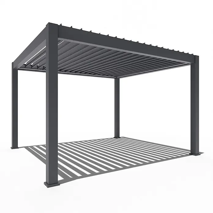 Weide Pergola Prestige freistehend Aluminium 3,6 x 4 m Anthrazit - B x T: 400 x 360 cm, Farbe Gestell: Sandpapier FinishAnthrazit / RAL Farbcode 7024, Aluminium - Anthrazitfarbene Aluminium-Pergola mit verstellbarem Lamellendach für vielseitigen Sonnenschutz.