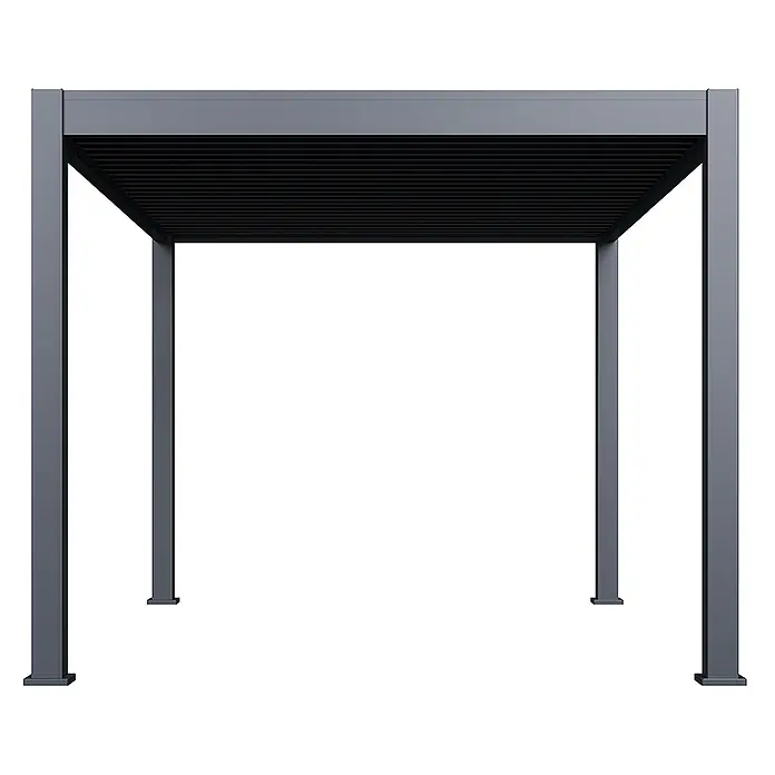 Weide Pergola Deluxe Plus freistehend Aluminium 3 x 4 m Anthrazit - B x T: 400 x 300 cm, Farbe Gestell: Sandpapier FinishAnthrazit / RAL Farbcode 7024, Aluminium - Dunkelgraue Aluminium-Pergola mit verstellbarem Lamellendach.
