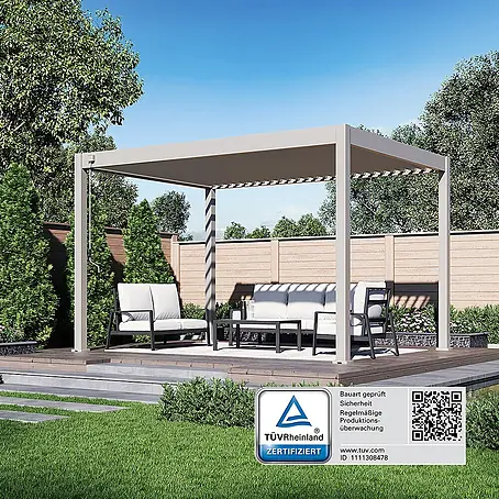 Weide  Pergola Deluxe freistehend 3 x 4 m Ivory-Sand Aluminium