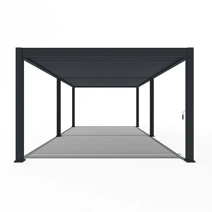 Weide Pergola Deluxe Plus freistehend Aluminium 4 x 8 m Anthrazit - B x T: 800 x 400 cm, Farbe Gestell: Sandpapier FinishAnthrazit / RAL Farbcode 7024, Aluminium - Anthrazitfarbene Lamellenpergola mit verstellbaren Dachlamellen für Sonnenschutz.
