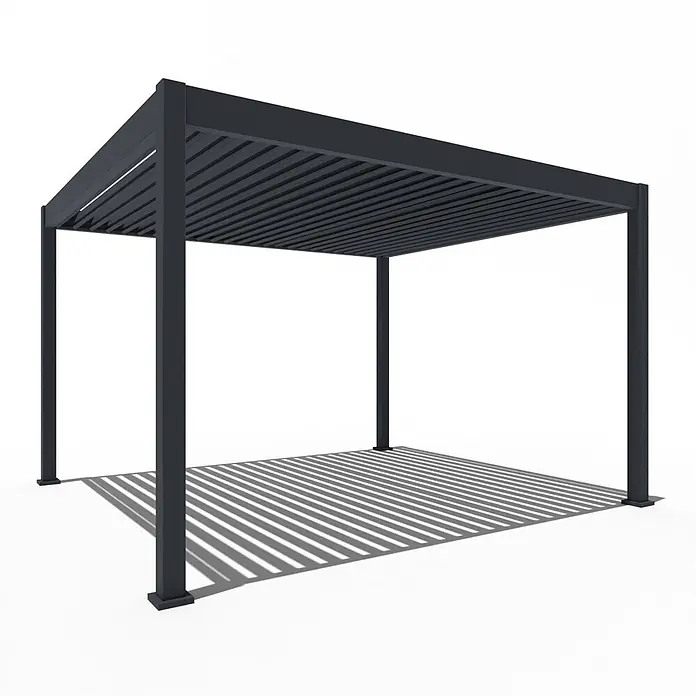 Weide Pergola Deluxe freistehend 3,6 x 4 m Anthrazit Aluminium - Farbe Gestell: Sandpapier FinishAnthrazit / RAL Farbcode 7024, Aluminium - Moderne dunkelgraue Aluminium-Pergola mit verstellbarem Lamellendach.
