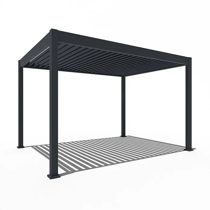 Weide Pergola Deluxe freistehend 3 x 4 m Anthrazit Aluminium - Farbe Gestell: Sandpapier FinishAnthrazit / RAL Farbcode 7024, Aluminium - Dunkelgraue Metallpergola mit verstellbarem Lamellendach für den Außenbereich.