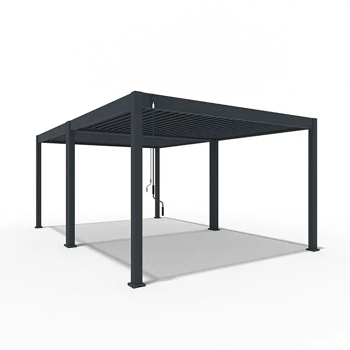 Weide Pergola Classic Aluminium freistehend 4 x 6 M anthrazit - B x T: 600 x 400 cm, Farbe Gestell: Anthrazit, Metall - Anthrazitfarbene Lamellenpergola mit verstellbaren Dachlamellen.