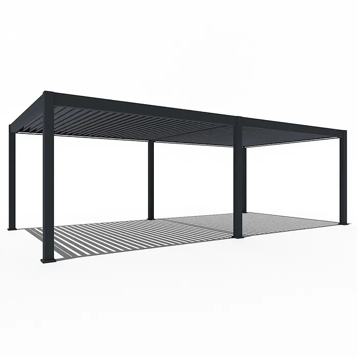 Weide Pergola E-Deluxe Plus Elektrisch freistehend Aluminium 4 x 8 m Anthrazit - B x T: 800 x 400 cm, Farbe Gestell: Sandpapier FinishAnthrazit / RAL Farbcode 7024, Aluminium - Moderne dunkelgraue Metall-Pergola mit verstellbaren Lamellen als Sonnenschutz.