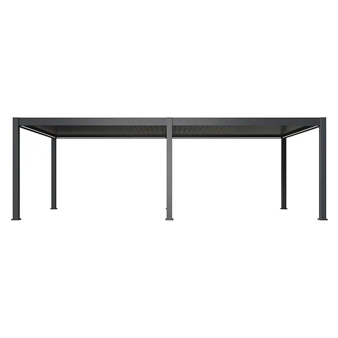 Weide Pergola E-Deluxe Plus Elektrisch freistehend Aluminium 4 x 8 m Anthrazit - B x T: 800 x 400 cm, Farbe Gestell: Sandpapier FinishAnthrazit / RAL Farbcode 7024, Aluminium - Dunkelgraue Metallpergola mit Lamellendach.