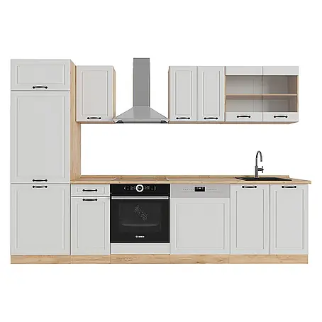 Vicco  Küchenzeile R-Line Weiß Landhaus/Goldkraft Eiche, AP Eiche