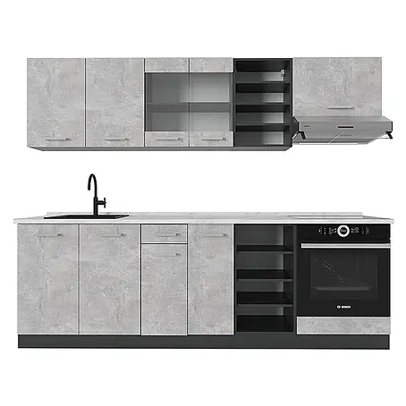 Vicco  Küchenzeile R-Line Beton/Anthrazit, AP Marmor