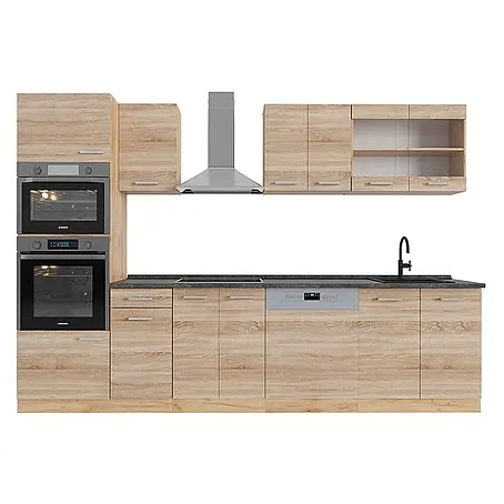 Vicco  Küchenzeile R-Line Sonoma/Goldkraft Eiche mit Hochschrank, AP Anthrazit