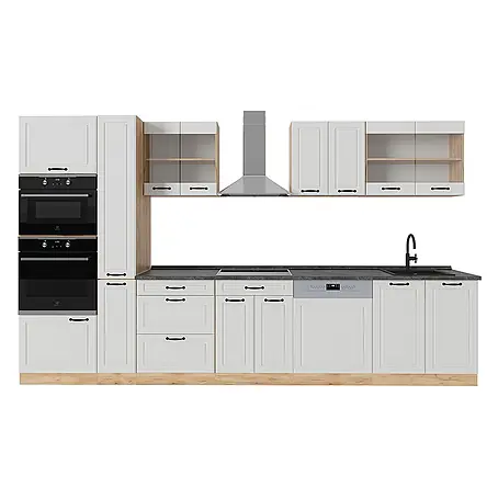 Vicco  Küchenzeile R-Line Weiß Landhaus/Goldkraft Eiche ohne Arbeitsplatte