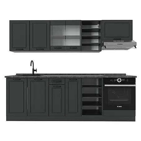 Vicco  Küchenzeile R-Line Anthrazit Landhaus/Anthrazit, AP Anthrazit