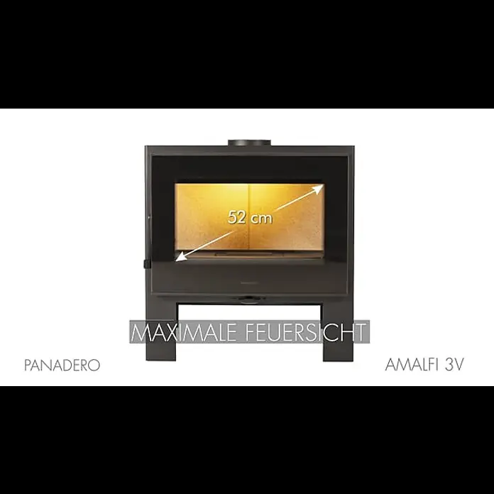 Panadero Kaminofen Amalfi 3V Ecodesign - 8 kW, Raumheizvermögen: 240 m³, Material Verkleidung: Stahl, Schwarz Metallic - AMALFI 3V DE.mp4