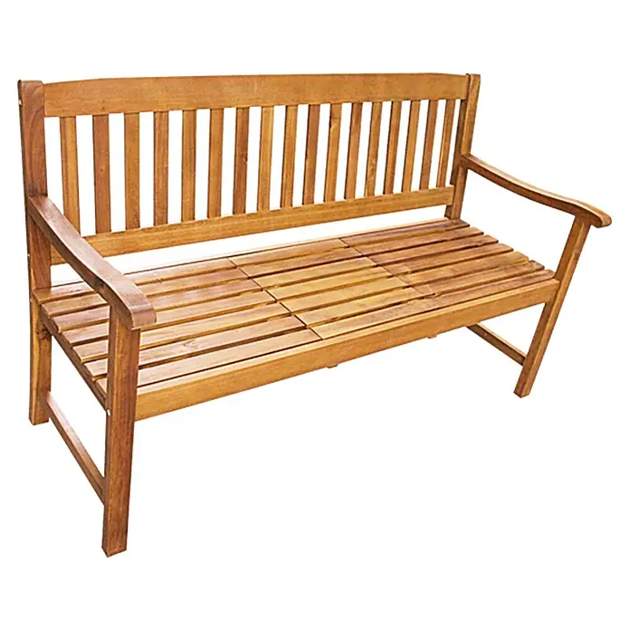 Sunfun Diana Gartenbank - B x T x H: 150 x 64 x 92,5 cm, Akazie, Naturbraun - Diagonale Ansicht