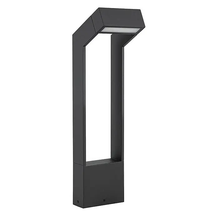 Arcchio Außenlaterne Kovato - 17,2 x 15,1 x 60 cm - Schwarze moderne Außenpollerleuchte mit abgeschrägter Oberseite und integriertem LED.