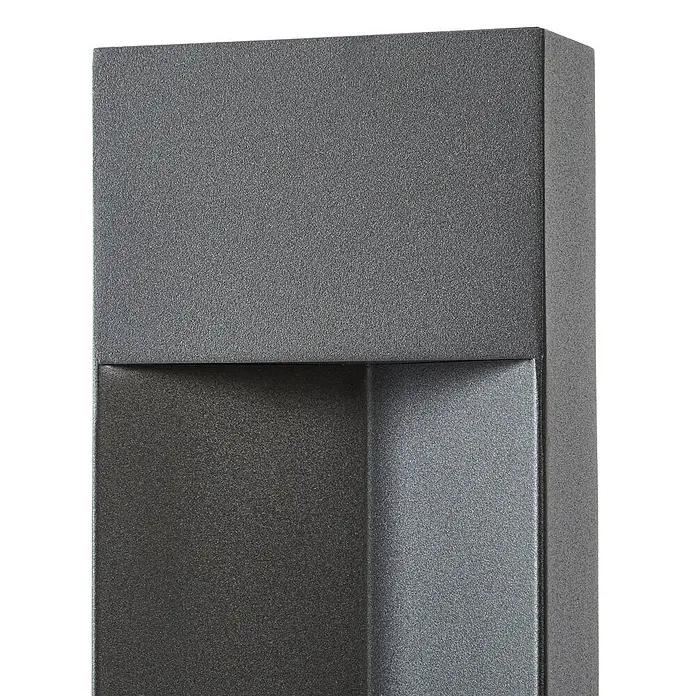 Lucande Außenlaterne Kaholo - 6 x 15 x 90 cm - Dunkelgraue, texturierte, rechteckige Außenwandleuchte mit einer vertieften Lichtöffnung.