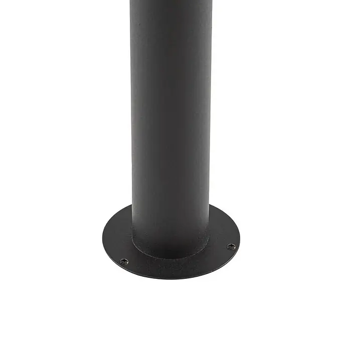 Lindby Außenlaterne Soran -  - Schwarzer zylindrischer Metallpfosten mit runder, verschraubter Basis.