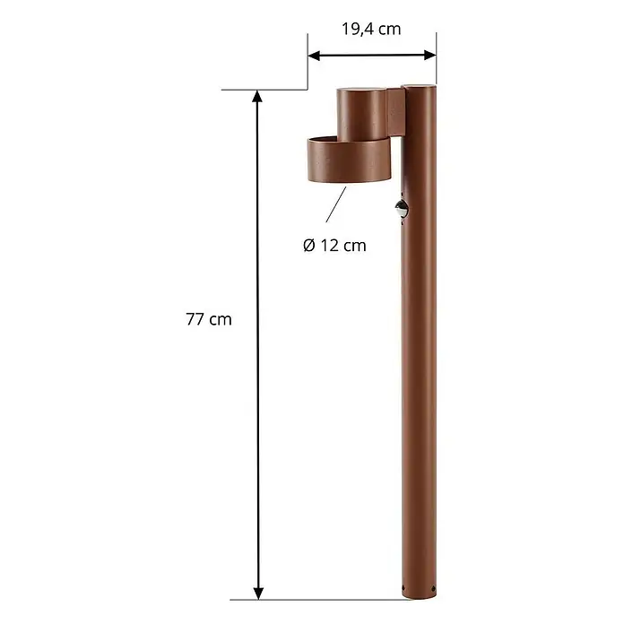Lucande LED Wegeleuchte in braun, mit Bewegungsmelder, Gartenlampe -  - Braune zylindrische Außenleuchte, 77 cm hoch, 19,4 cm breit, Ø 12 cm Lampenkopf.