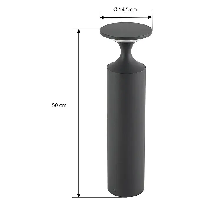 Lucande Außenlaterne Navor -  - Dunkelgraue zylindrische Außenpollerleuchte, 50 cm hoch mit 14,5 cm Durchmesser.