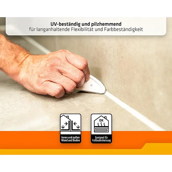 PCI Silikon Nanosil - Hellgrau, 300 ml - Hand glättet UV-beständiges, pilzhemmendes weißes Dichtmittel für Innen-/Außenfugen und Fußbodenheizung.