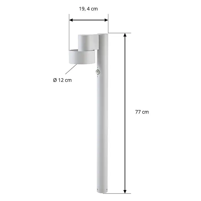 Lucande LED Wegeleuchte in hellgrau, mit Bewegungsmelder, Gartenlampe -  - Weiße Pollerleuchte für außen, 77 cm hoch, 19,4 cm breit, mit 12 cm Durchmesser des Leuchtkopfes.