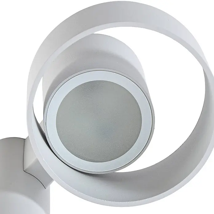 Lucande LED Wegeleuchte in hellgrau, mit Bewegungsmelder, Gartenlampe -  - Weiße moderne LED-Wandleuchte mit verstellbarem Kreisdesign und mattierter Scheibe.