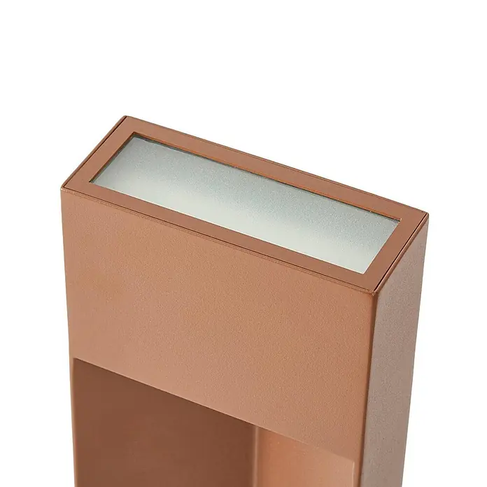 Lucande Außenlaterne Kaholo - 6 x 15 x 90 cm - Kupferfarbene rechteckige Außenleuchte mit mattierter Oberseite für diffuses Licht.