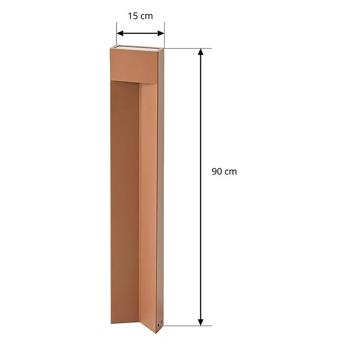 Lucande Außenlaterne Kaholo - 6 x 15 x 90 cm - Kupferfarbene, rechteckige Pollerleuchte, 90 cm hoch und 15 cm breit.