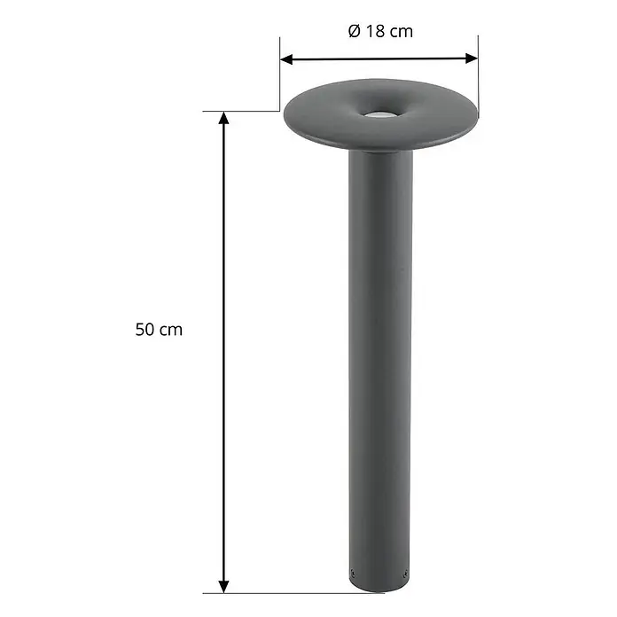 Lucande Außenlaterne Haloa -  - Dunkelgraue Pollerleuchte, 50 cm hoch, mit 18 cm Durchmesser pilzförmigem Oberteil.