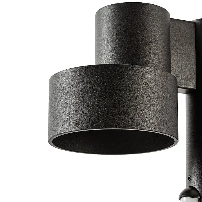 Lucande LED Wegeleuchte in schwarz matt, mit Bewegungsmelder, Gartenlampe -  - Anthrazitfarbene Außenwandleuchte mit texturierter Oberfläche und zylindrischem Design.