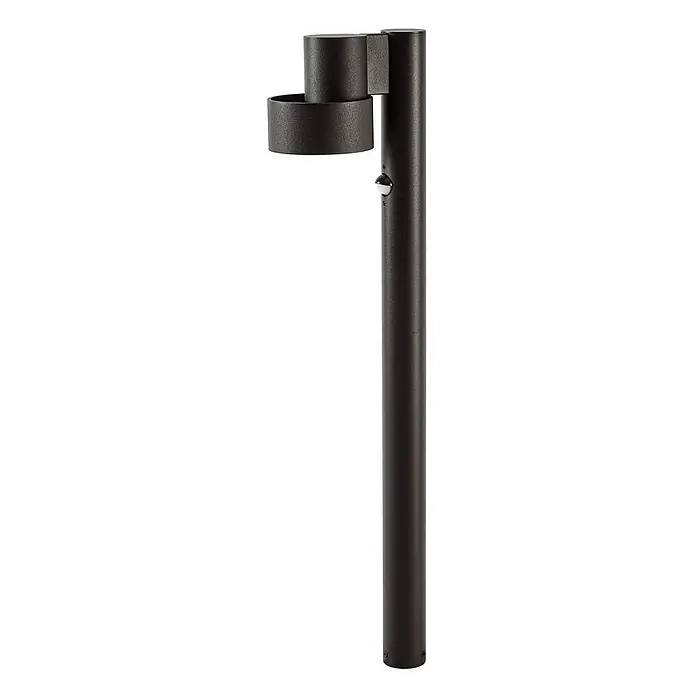 Lucande LED Wegeleuchte in schwarz matt, mit Bewegungsmelder, Gartenlampe -  - Moderne dunkelbraune zylindrische Außenpollerleuchte aus strukturiertem Metall mit integriertem Leuchtkopf.