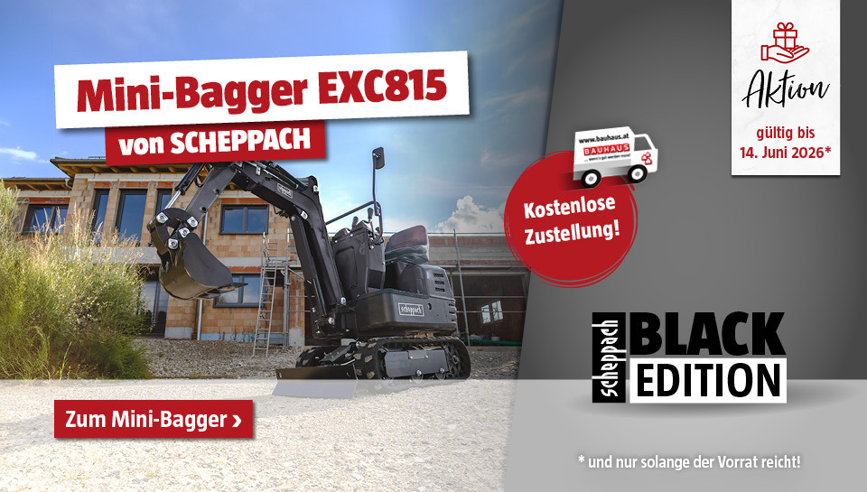 Aktion SCHEPPACH Mini-Bagger Black Edition versandkostenfrei