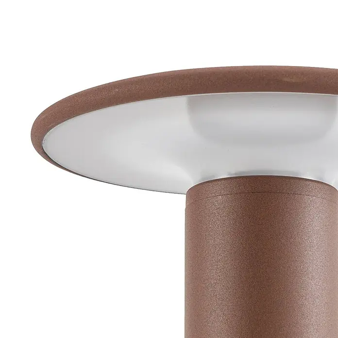 Lucande LED Wegeleuchte in braun, weiß, Gartenlampe -  - Braune, strukturierte Pollerleuchte mit weißem, scheibenförmigem Diffusor.