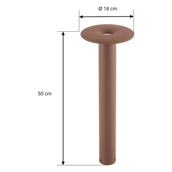 Lucande LED Wegeleuchte in braun, weiß, Gartenlampe -  - Braune pilzförmige Pollerleuchte, 50 cm hoch mit 18 cm Durchmesser oben, zentraler Lichtquelle.