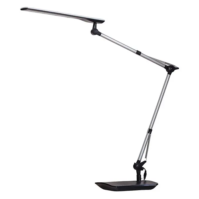 Lindby Tischleuchte Felipe - L x B x H: 36 x 16 x 49 cm, alu / grau / zink - Moderne, verstellbare LED-Schreibtischlampe mit silbergrauem Gelenkarm und schwarzem Fuß.