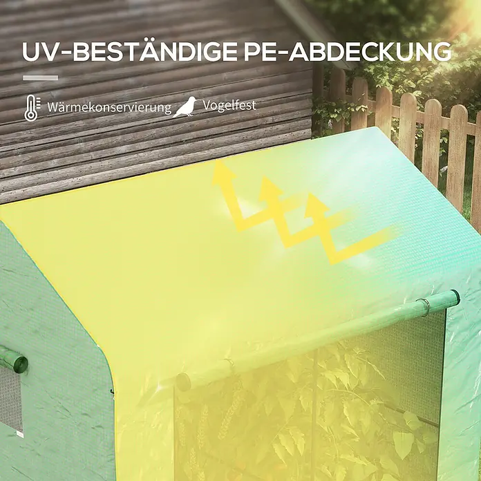 Outsunny Gewächshaus - 200 x 140 cm, Material Seitenwand: Kunststoff, 0,3 mm, Dunkelgrau - Grünes Mini-Gewächshaus mit lichtdurchlässiger UV-beständiger PE-Abdeckung zur Wärmeerhaltung und zum Vogelschutz.