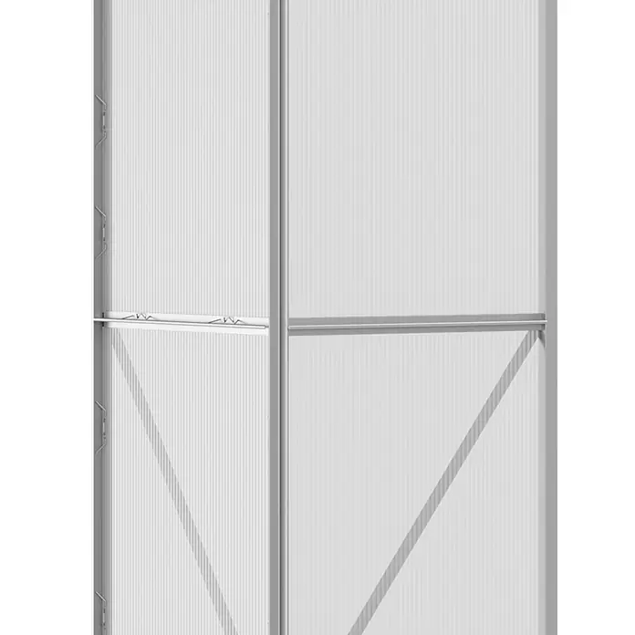 Outsunny Gewächshaus - 192 x 68 cm, Material Seitenwand: Kunststoff, 4 mm, Silber - Weiße gewellte Polycarbonatplatten mit grauem Metallrahmen, diagonalen Stützen und Lüftungsöffner.