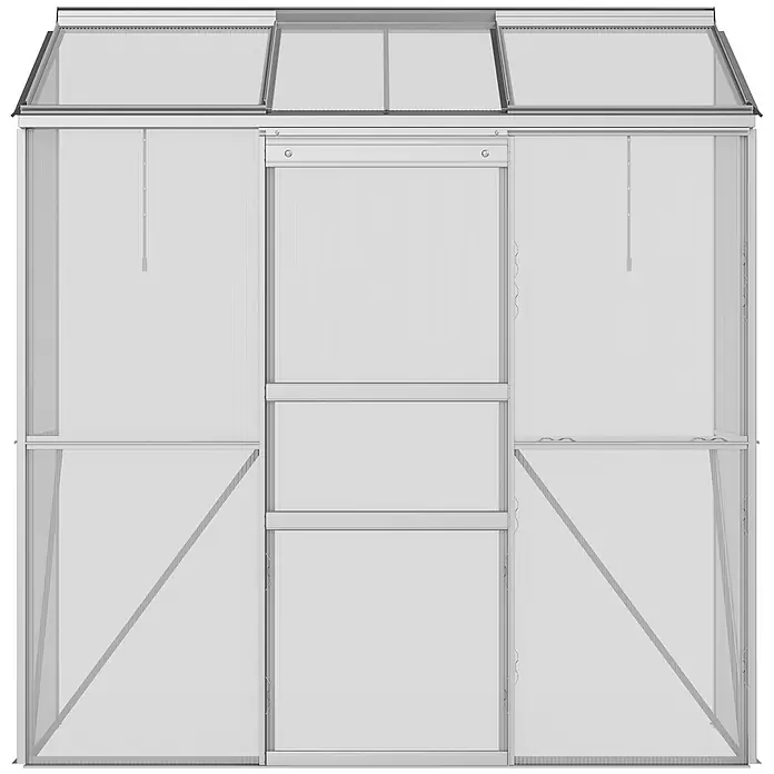 Outsunny Gewächshaus - 192 x 68 cm, Material Seitenwand: Kunststoff, 4 mm, Silber - Silberfarbenes Gewächshaus mit transparenten Polycarbonatplatten, Dachlüftern und Schiebetür zum Gärtnern.